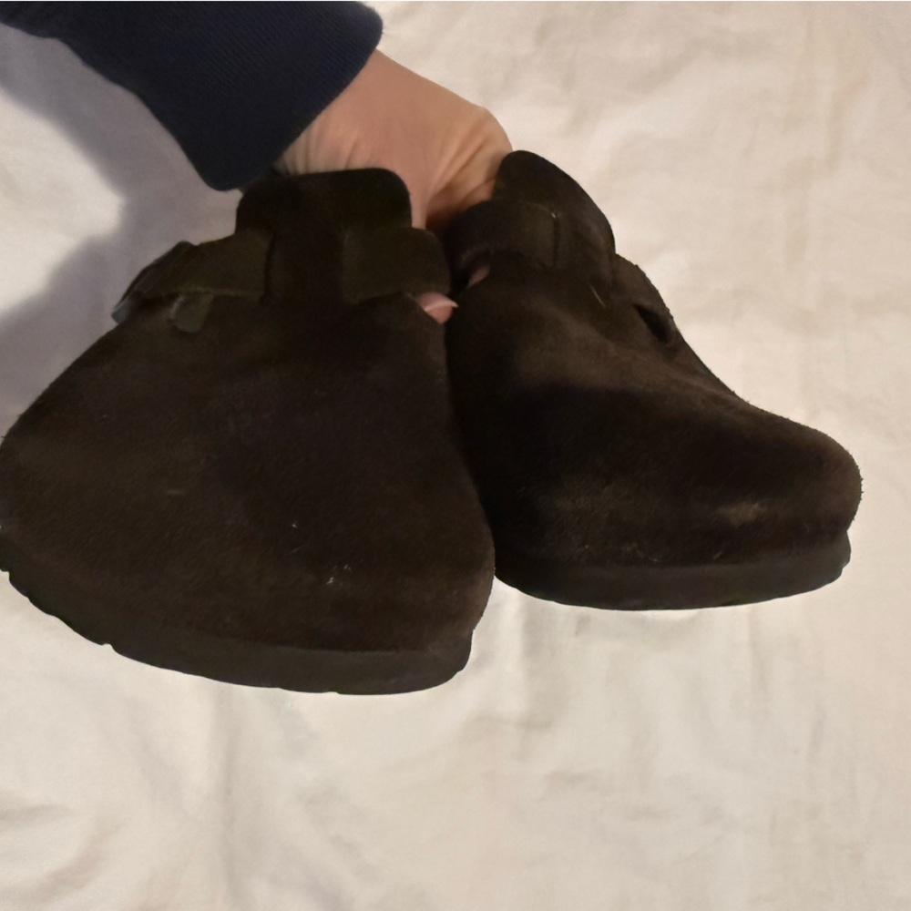 Birkenstock Brown Suede Boston Clogs - Picture 9 of 10